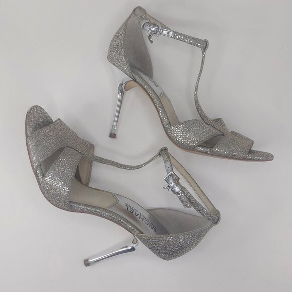 MICHAEL Michael Kors Strappy Silver Heels Size US 5.5 - Picture 3 of 14
